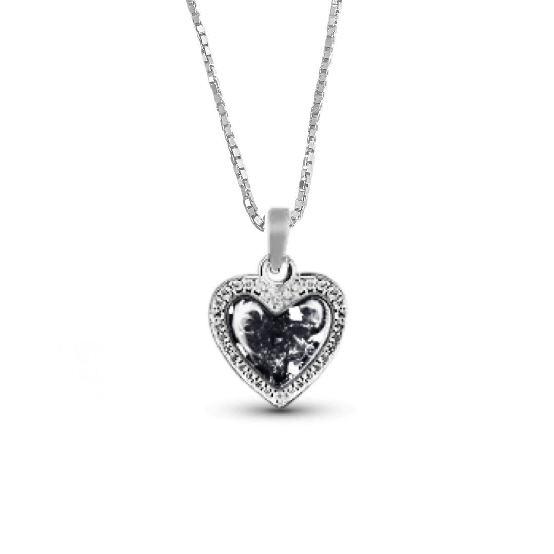 Black Crystal Halo Heart Memorial Necklace - Nicky Robin Memorial Jewellery