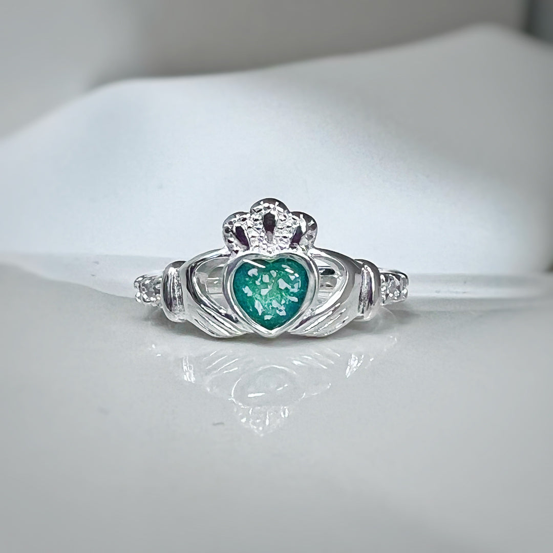 Memorial Claddagh Style Ashes Ring
