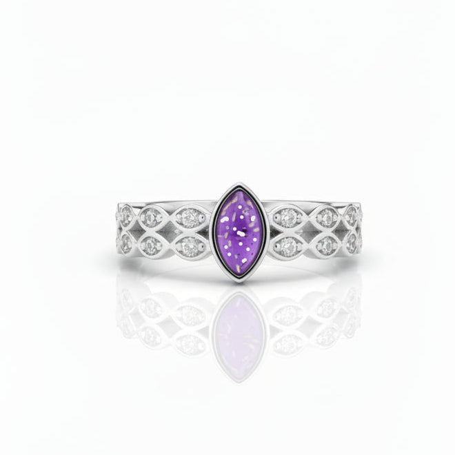 Double crystal marquise memorial ashes ring