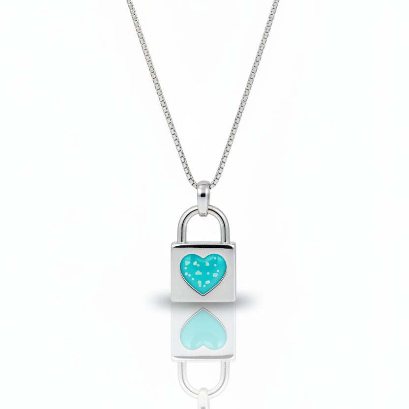 Memorial Ashes Padlock Heart Necklace