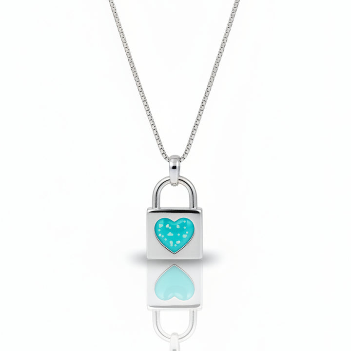 Memorial Ashes Padlock Heart Necklace