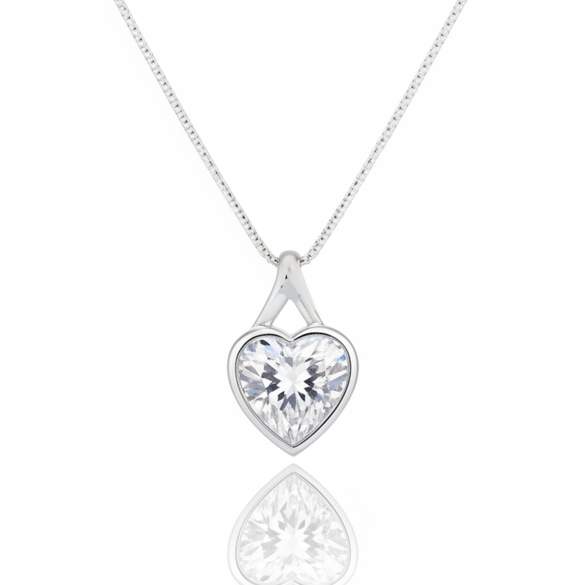 The Elegance Heart Solitaire Ashes Memorial Necklace.