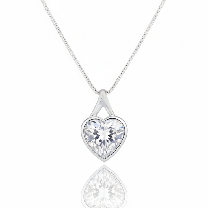 The Elegance Heart Solitaire Ashes Memorial Necklace.