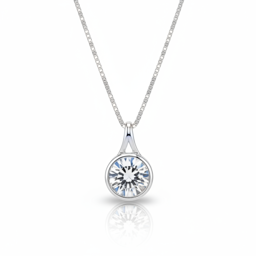 The elegance round solitaire memorial ashes necklace