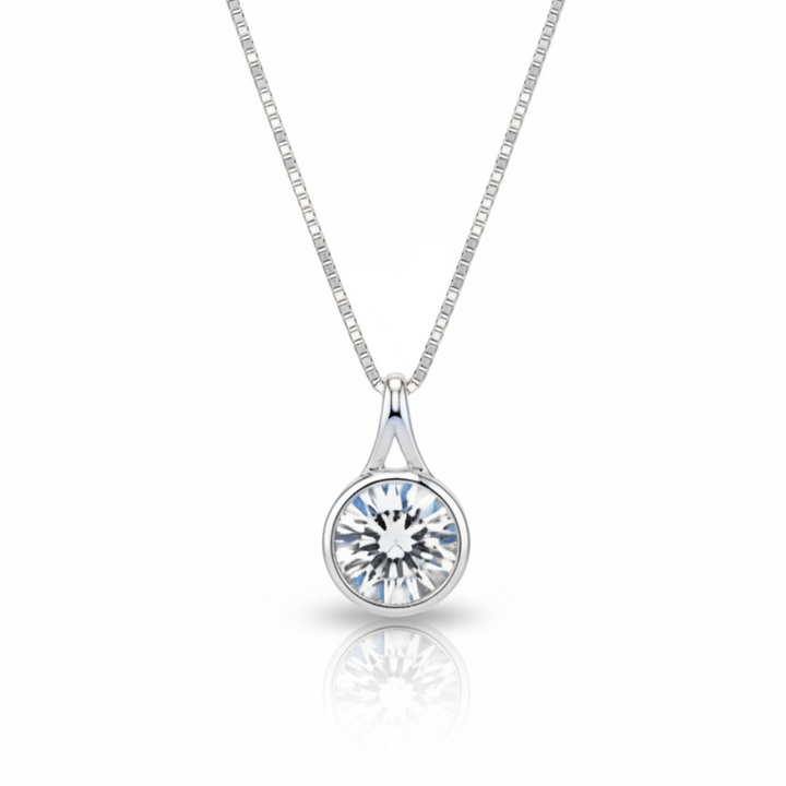 The elegance round solitaire memorial ashes necklace