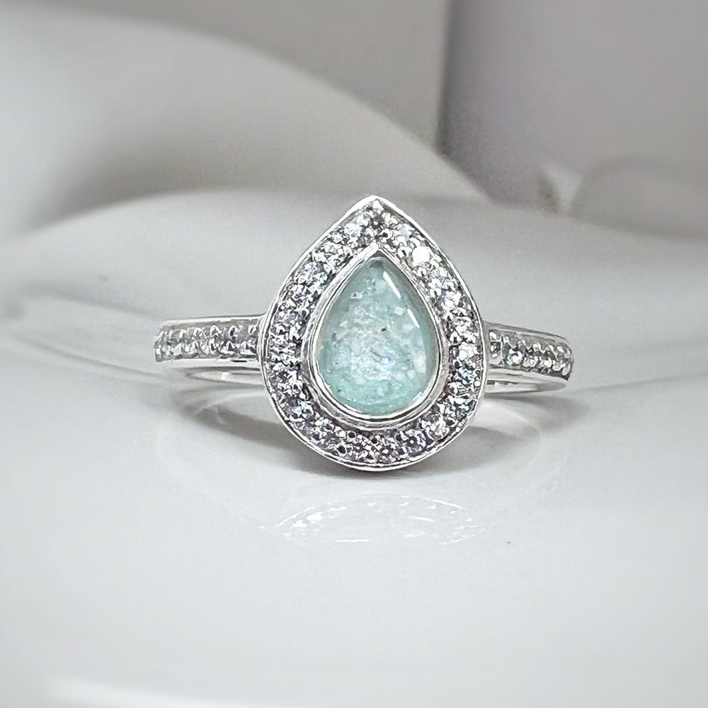 Adorned Teardrop Sparkle Memorial Ring - Nicky Robin Memorial Jewellery