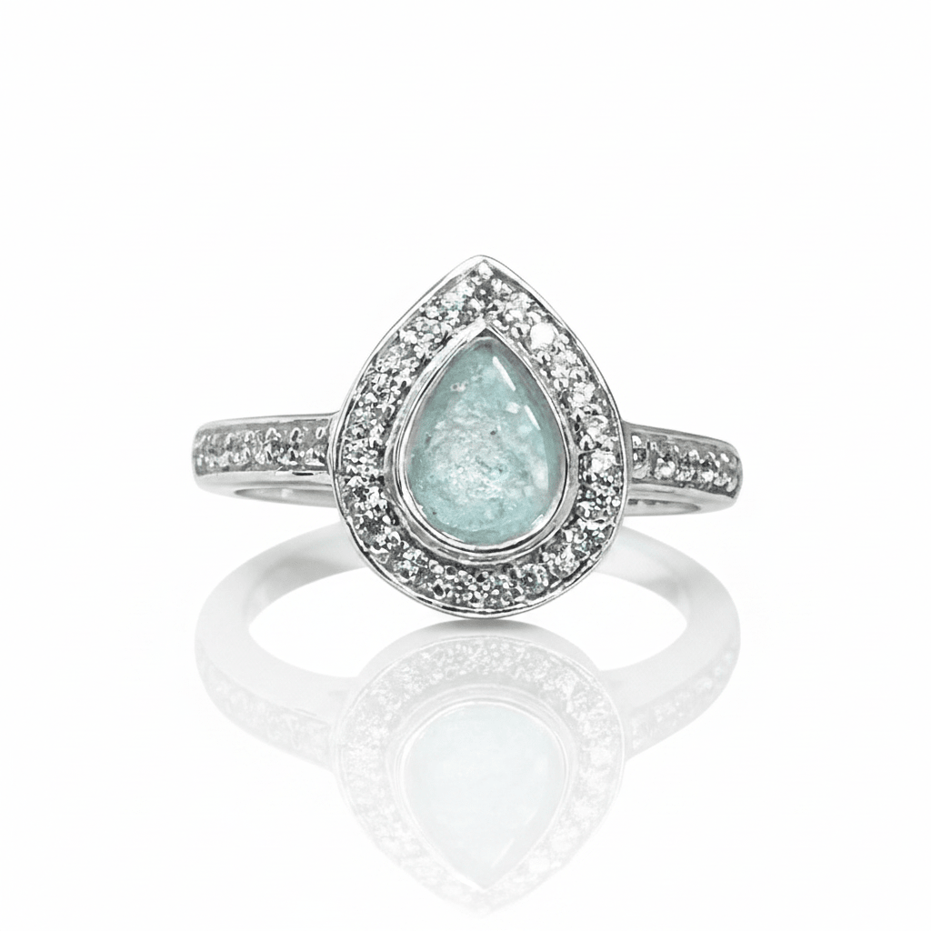 Adorned Teardrop Sparkle Memorial Ring - Nicky Robin Memorial Jewellery