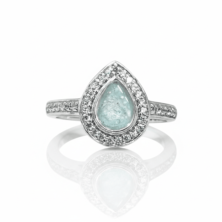 Adorned Teardrop Sparkle Memorial Ring - Nicky Robin Memorial Jewellery