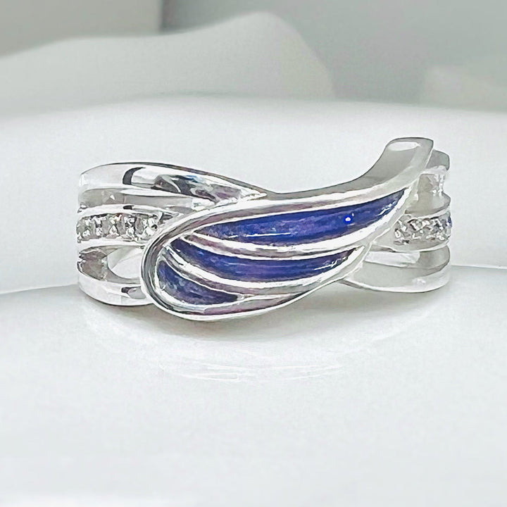 Angel Winged Memorial Ring with Crystals - Nicky Robin Memorial Jewellery