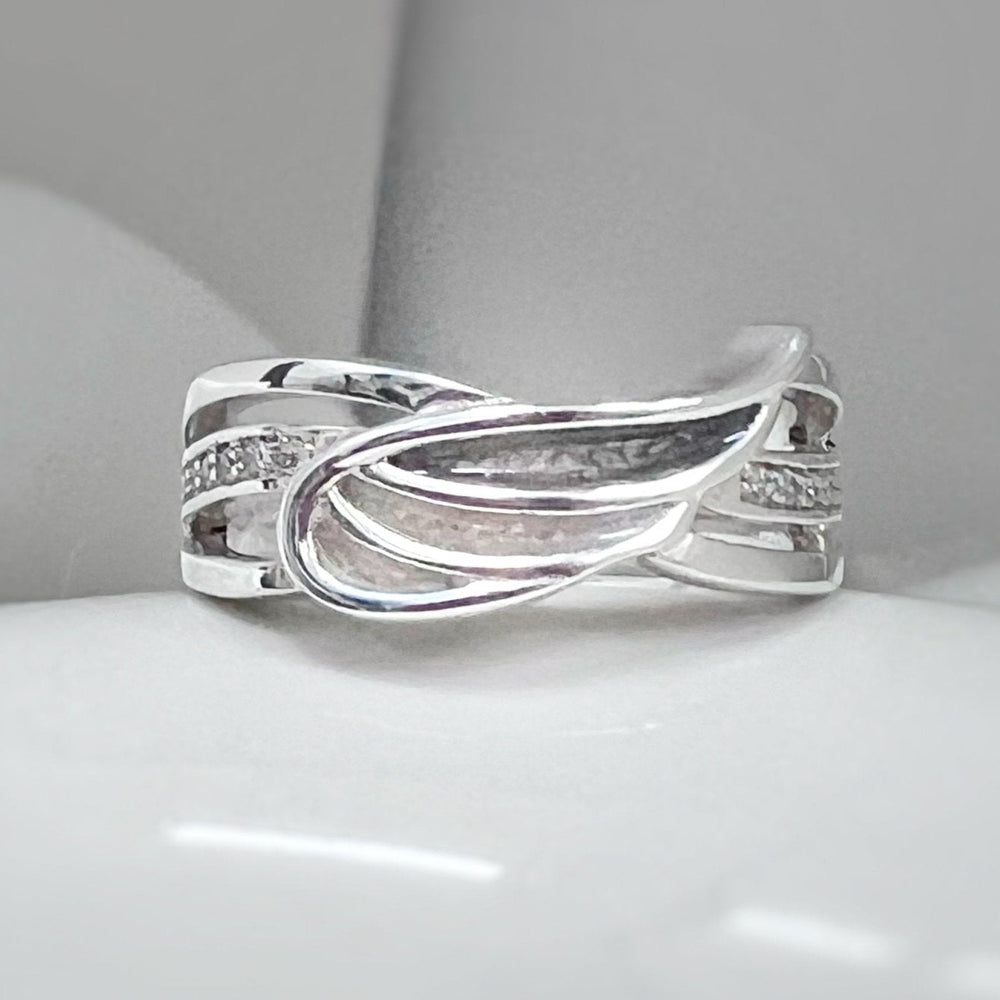 Angel Winged Memorial Ring with Crystals - Nicky Robin Memorial Jewellery