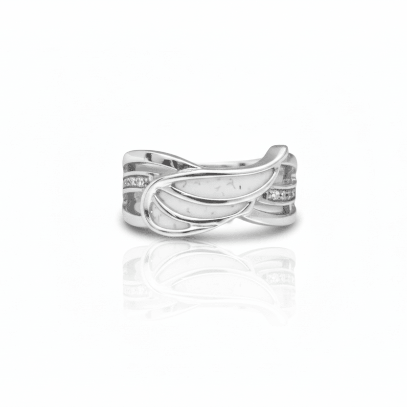 Angel Winged Memorial Ring with Crystals - Nicky Robin Memorial Jewellery