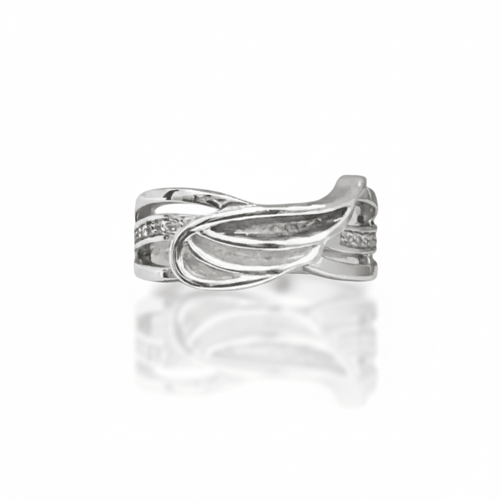 Angel Winged Memorial Ring with Crystals - Nicky Robin Memorial Jewellery