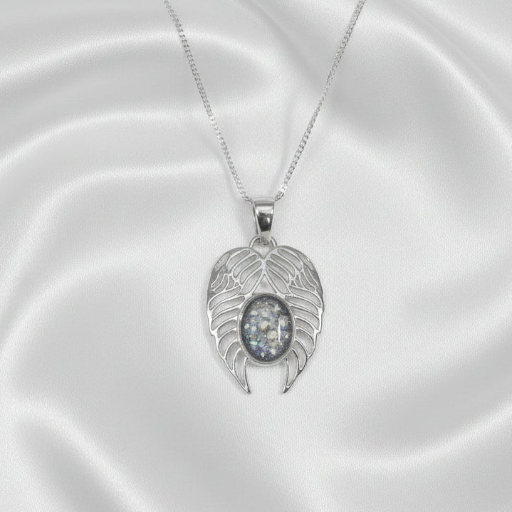 Angel Wings Memorial Ashes Necklace made in silver resin - Nicky Robin Memorial Jewellery