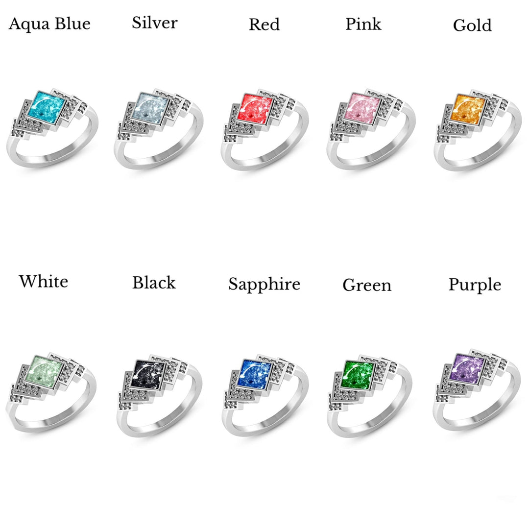 Art Deco Rhombus Memorial Ashes Ring - Nicky Robin Memorial Jewellery