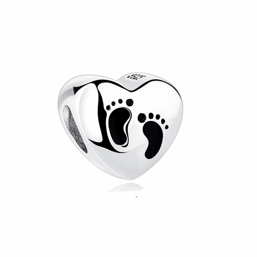 Baby Feet Heart Memorial Ashes Charm Bead - Nicky Robin Memorial Jewellery