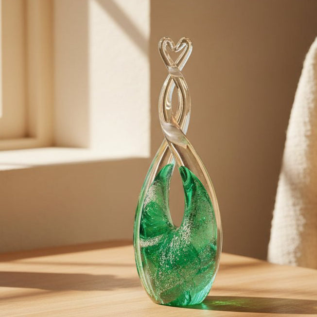 Cremation Ashes Everlasting Love Glass Sculpture - Nicky Robin Memorial Jewellery
