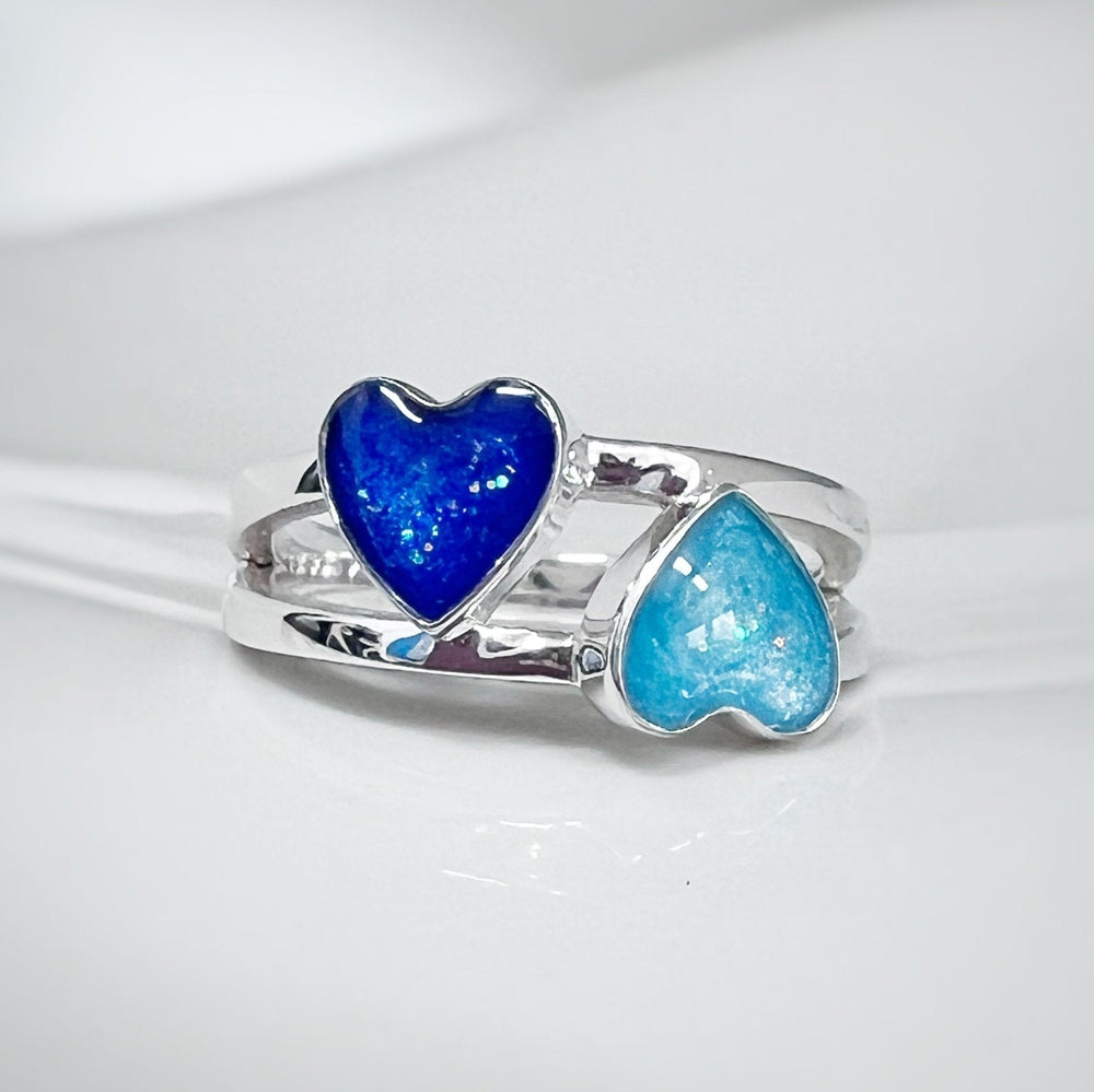 Cross Over Double Heart Memorial Ring - Nicky Robin Memorial Jewellery
