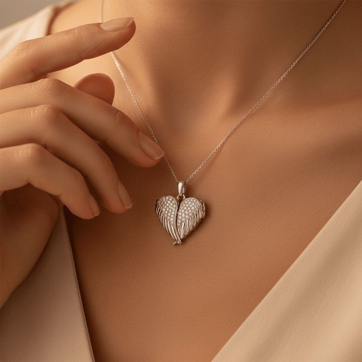 Crystal Angel Wings Ashes Locket - Nicky Robin Memorial Jewellery