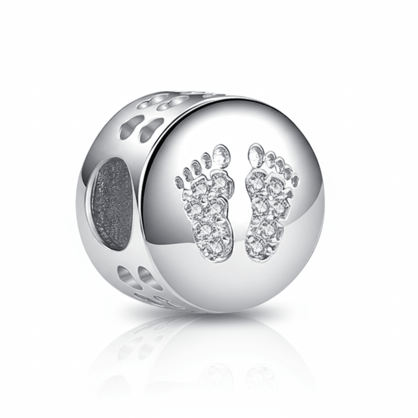 Crystal Baby Feet Memorial Ashes Charm Bead - Nicky Robin Memorial Jewellery