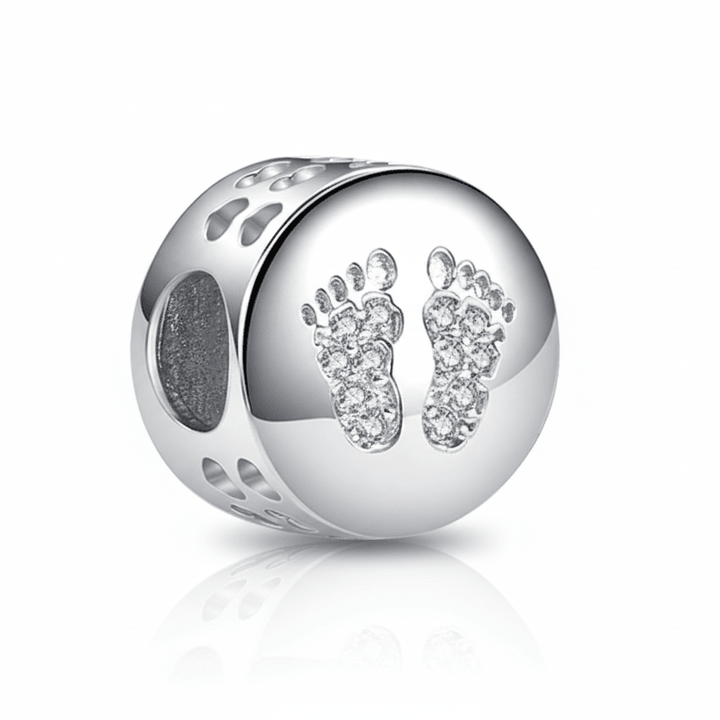 Crystal Baby Feet Memorial Ashes Charm Bead - Nicky Robin Memorial Jewellery