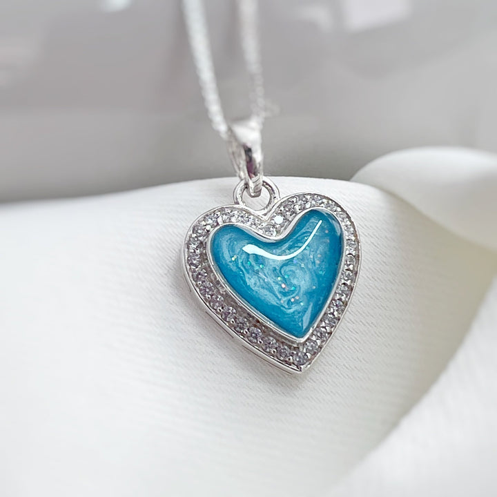 Crystal Halo Heart Memorial Necklace - Nicky Robin Memorial Jewellery