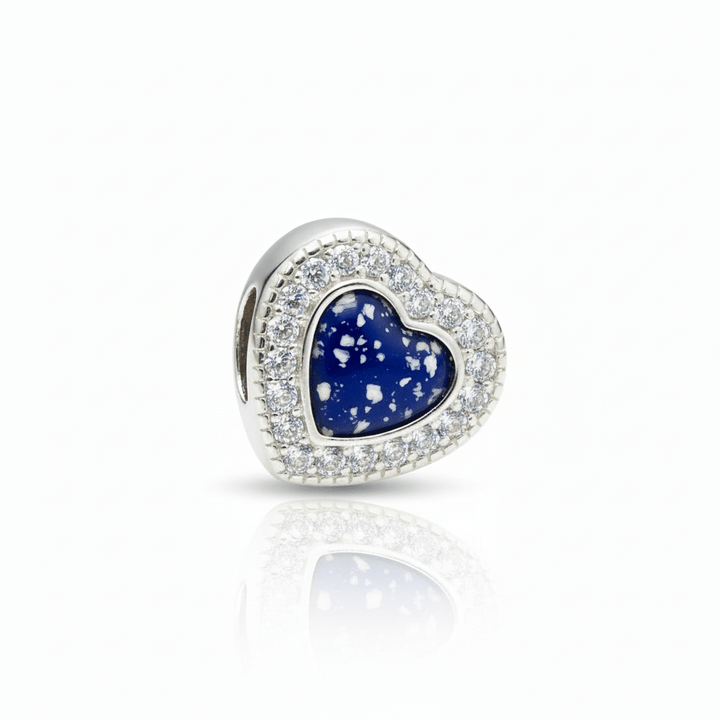 Crystal Heart Ashes Charm Bead - Nicky Robin Memorial Jewellery