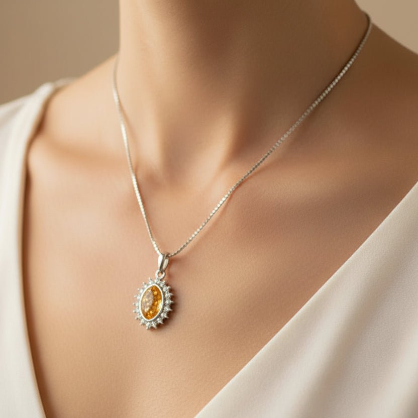 Crystal Marquise Memorial Ashes Necklace - Nicky Robin Memorial Jewellery