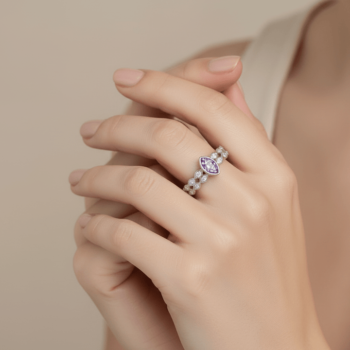 Crystal Marquise Memorial Ashes Ring - Nicky Robin Memorial Jewellery