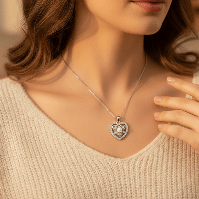 Crystal & Pearl Flower Heart Ashes Locket - Nicky Robin Memorial Jewellery