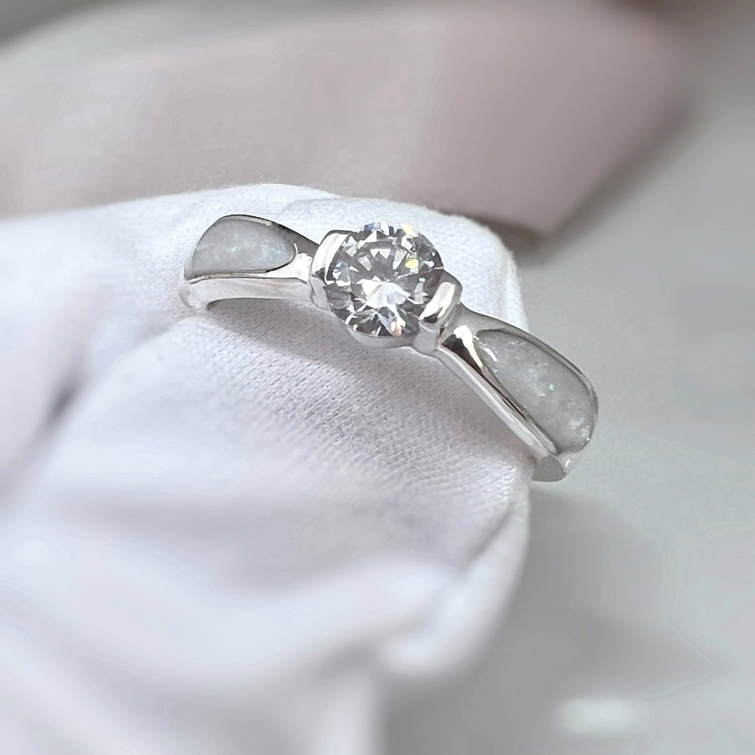 Crystal Solitaire Memorial Ashes Ring - Nicky Robin Memorial Jewellery