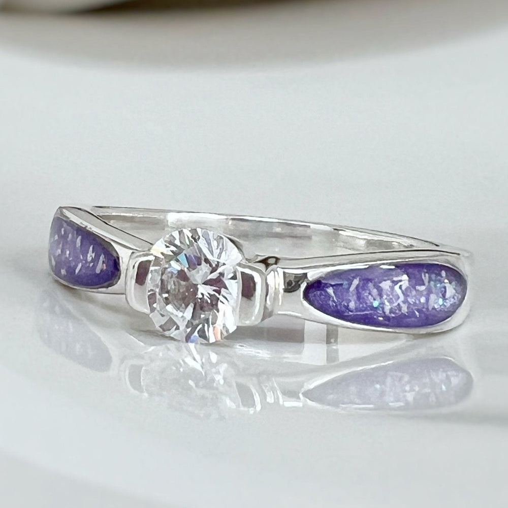 Crystal Solitaire Memorial Ashes Ring - Nicky Robin Memorial Jewellery