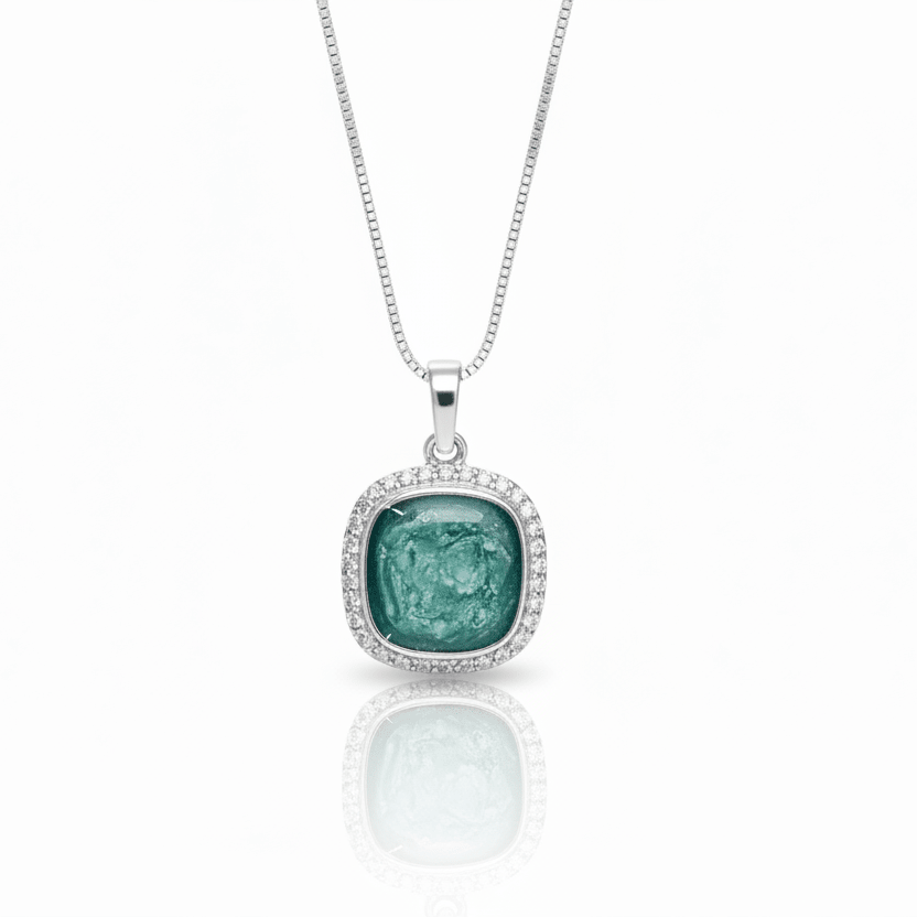 Crystal Squircle Halo Memorial Necklace - Nicky Robin Memorial Jewellery