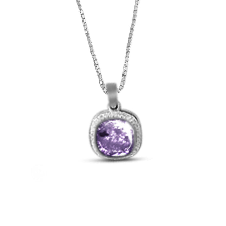 Crystal Squircle Halo Memorial Necklace - Nicky Robin Memorial Jewellery