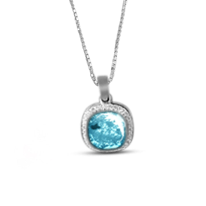 Crystal Squircle Halo Memorial Necklace - Nicky Robin Memorial Jewellery