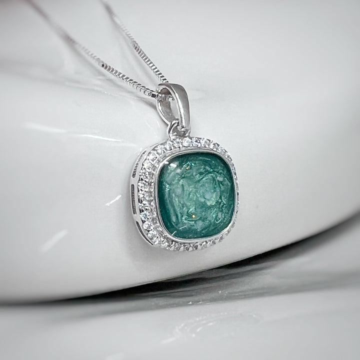 Crystal Squircle Halo Memorial Necklace - Nicky Robin Memorial Jewellery