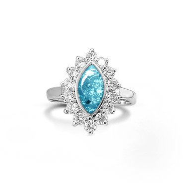 CZ Marquise Halo Memorial Ashes Ring - Nicky Robin Memorial Jewellery
