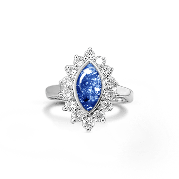CZ Marquise Halo Memorial Ashes Ring - Nicky Robin Memorial Jewellery