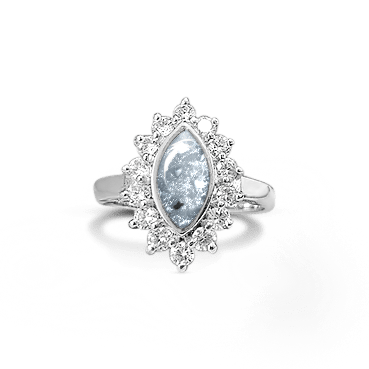 CZ Marquise Halo Memorial Ashes Ring - Nicky Robin Memorial Jewellery