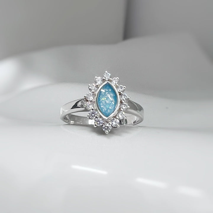 CZ Marquise Halo Memorial Ashes Ring - Nicky Robin Memorial Jewellery
