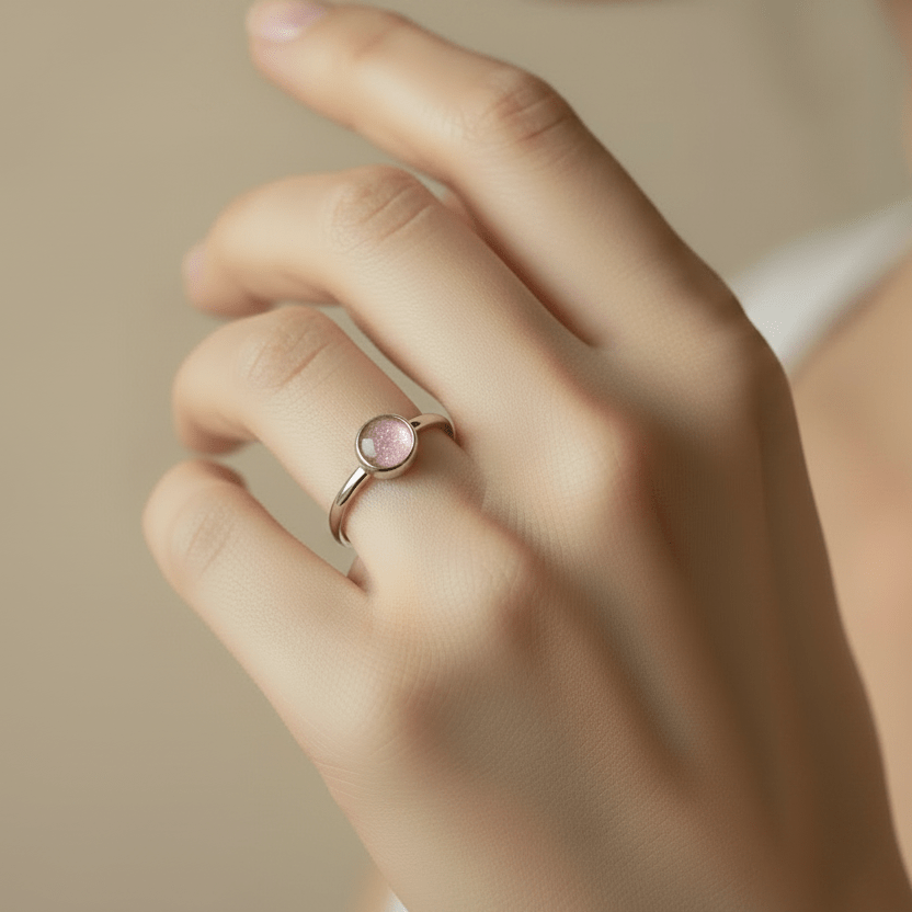 Dainty Classic Round Memorial Ashes Ring - Nicky Robin Memorial Jewellery