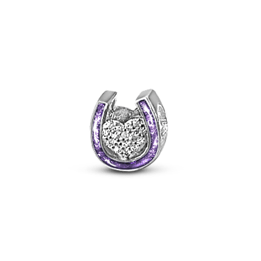 Dainty Crystal Heart Horseshoe Charm - Nicky Robin Memorial Jewellery