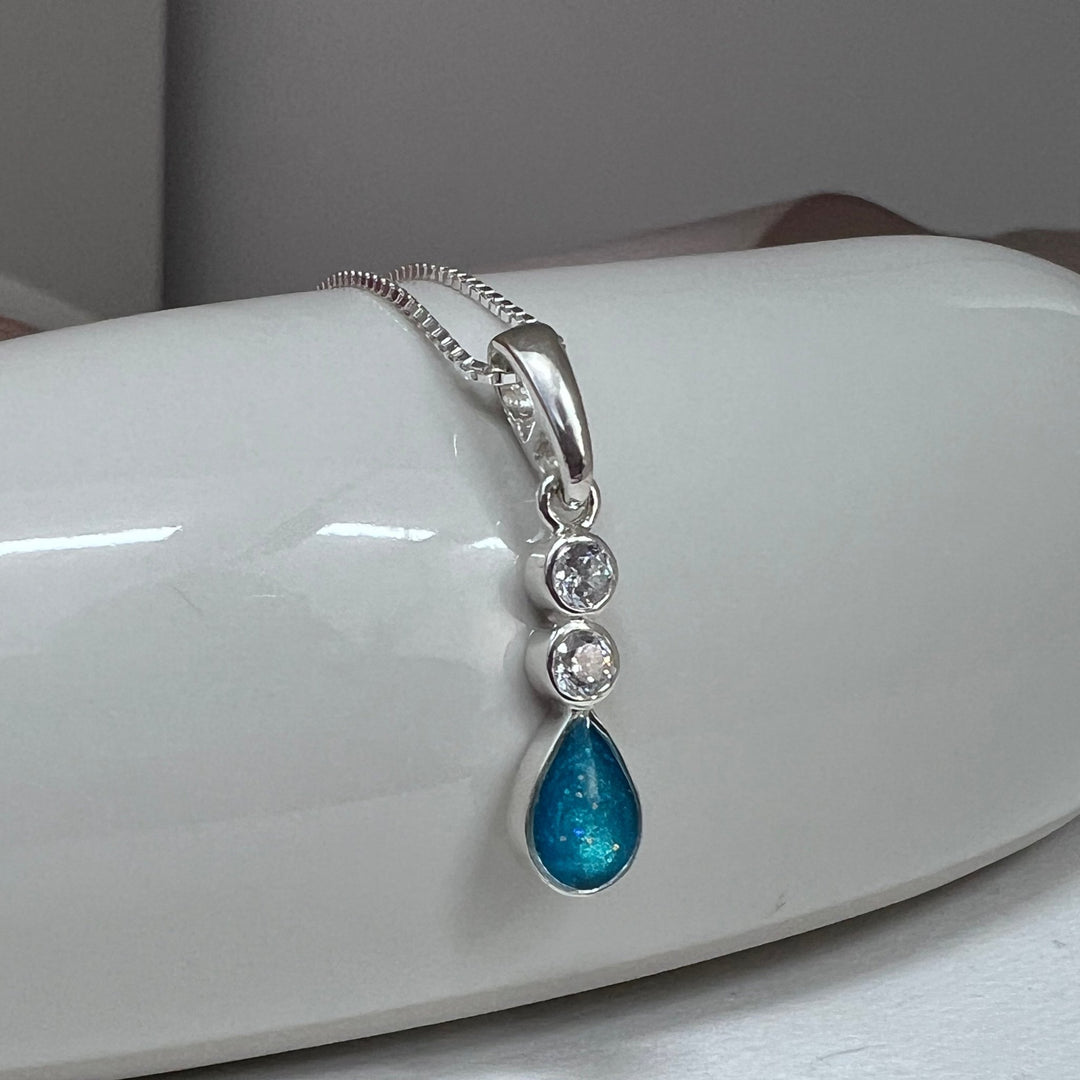 Dainty Crystal Teardrop Memorial Ashes Necklace - Nicky Robin Memorial Jewellery