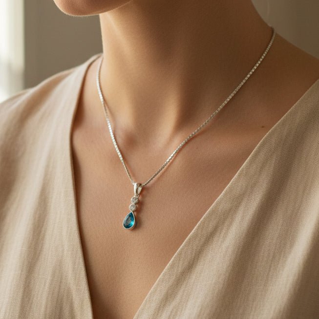 Dainty Crystal Teardrop Memorial Ashes Necklace - Nicky Robin Memorial Jewellery