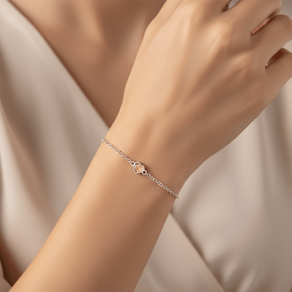 Dainty Heart Memorial Inclusions Bracelet - Nicky Robin Memorial Jewellery