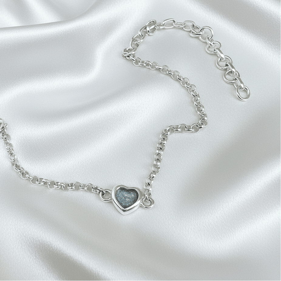 Dainty Heart Memorial Inclusions Bracelet - Nicky Robin Memorial Jewellery
