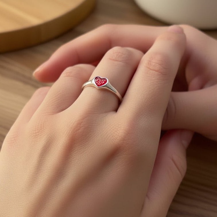 Dainty Heart Memorial Signet Ring - Nicky Robin Memorial Jewellery