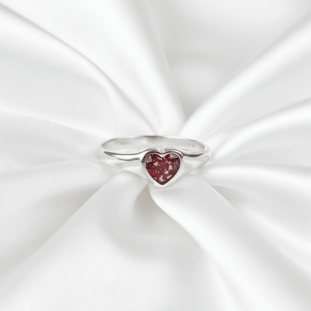 Dainty Heart Memorial Signet Ring - Nicky Robin Memorial Jewellery