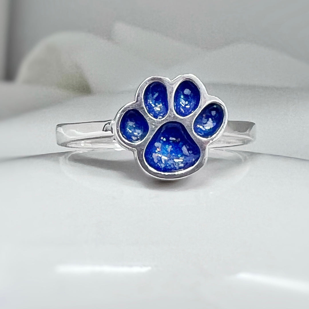Dainty Pet Paw Memorial Ashes Ring - Nicky Robin Memorial Jewellery