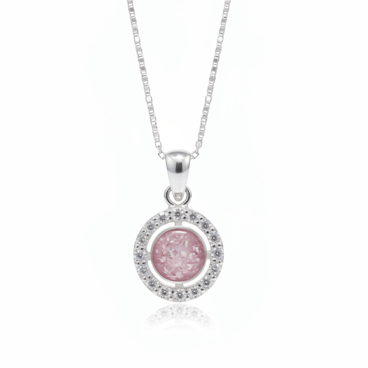 Dainty Round Crystal Ashes Necklace - Nicky Robin Memorial Jewellery