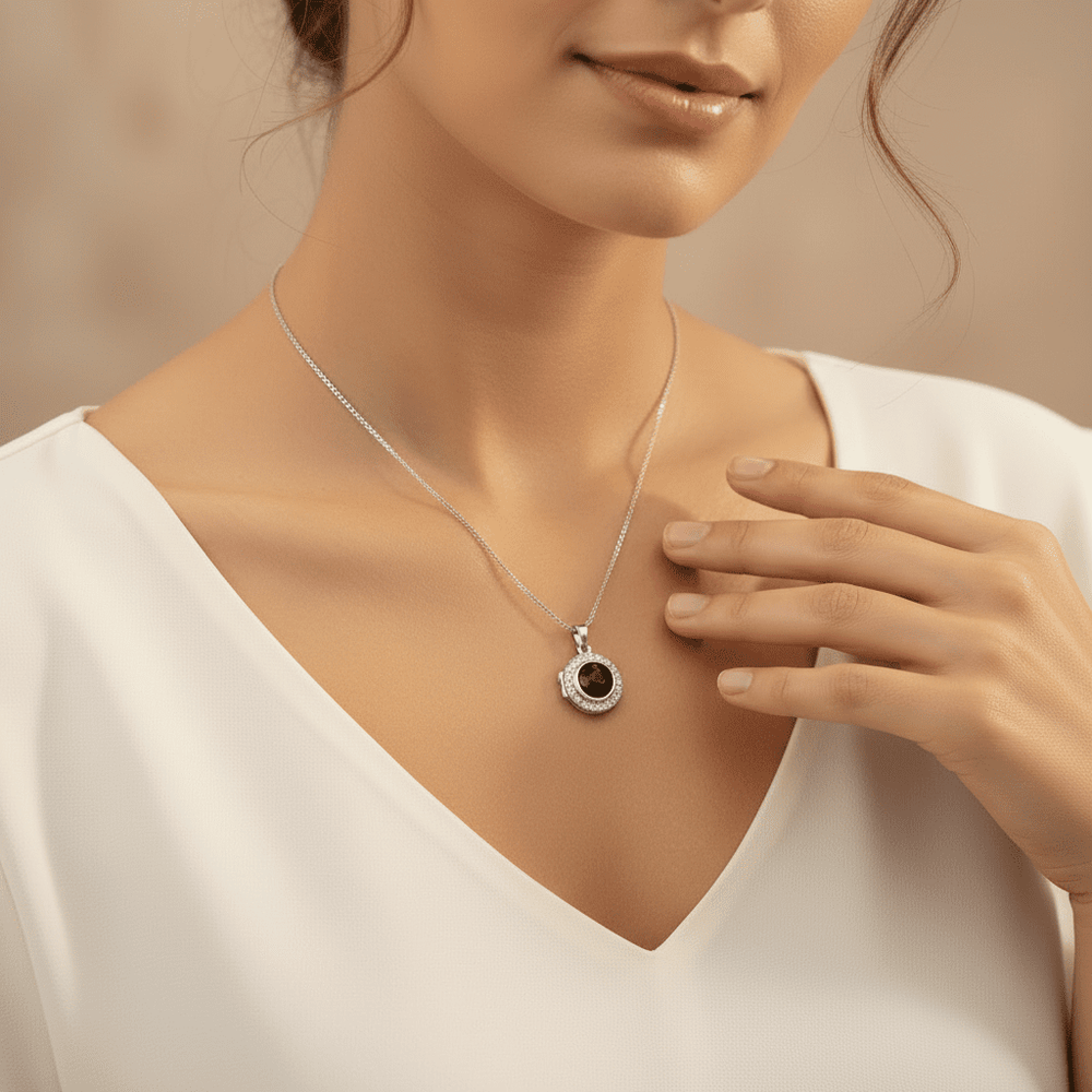Dainty Round Crystal Halo Memorial Locket - Nicky Robin Memorial Jewellery